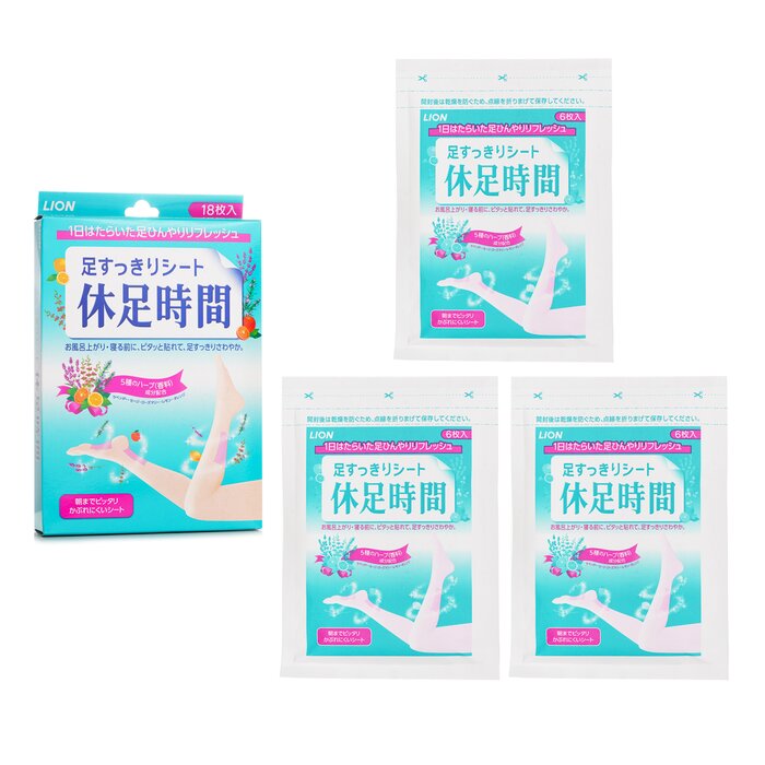 A high-moisture gel sheet designed to cool & refresh tired legs with herbal aromatherapy  Delivers instant relief using PAC-55 gel technology that cools through water evaporation & menthol infusion  Provides a soft, elastic texture with knitted polymers that form a spongy lattice for enhanced comfort & adhesion  Infuses skin with five aromatic oils—lavender, sage, rosemary, lemon & orange—that promote relaxation & calmness  Soothes fatigue & swelling with l-menthol & polysorbate 81 that gently stimulate circulation & cool the skin  Supports long-lasting freshness with a non-irritating formula suitable for extended wear on calves & ankles  Suitable for all skin types including sensitive skin due to its alcohol-free & gentle formulation  Made in Japan