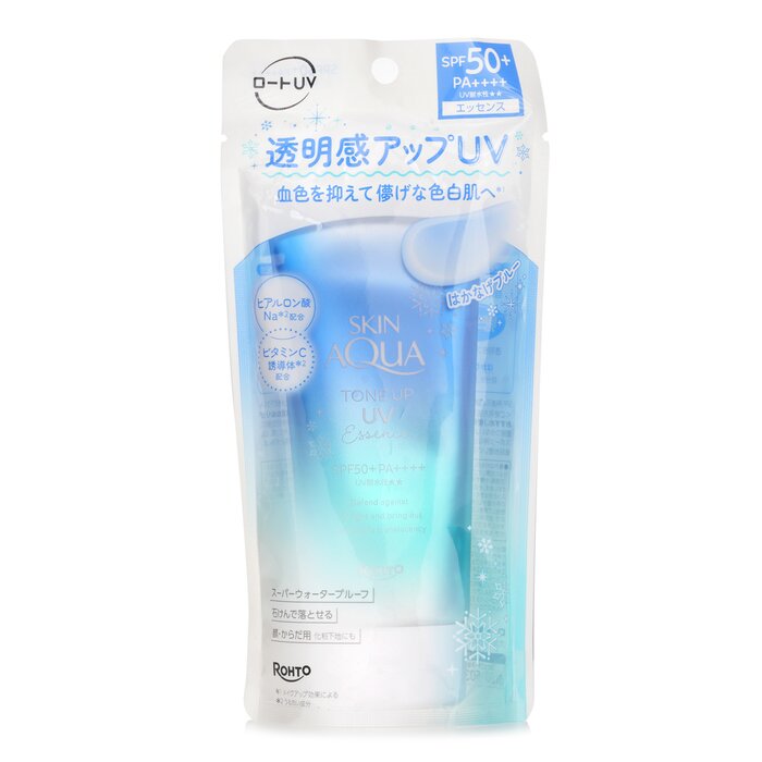 A lightweight UV essence designed to brighten skin tone & enhance clarity with a cool blue tint  Delivers SPF50+ PA++++ protection while correcting redness using light-reflecting micro-strobe pearls for a luminous finish  Hydrates skin with Hyaluronic Acid & Vitamin C derivative to improve moisture retention & support skin transparency  Soothes & calms with CICA (Centella Asiatica) extract & Rosa Roxburghii to reduce irritation & strengthen the skin barrier  Absorbs quickly with a water-based texture that spreads smoothly & leaves a fresh, non-greasy feel  Tones up complexion with a blue color blend that neutralizes dullness & boosts brightness naturally  Suits all skin types including sensitive skin, allergy-tested & free from parabens & mineral oils  Made in Japan